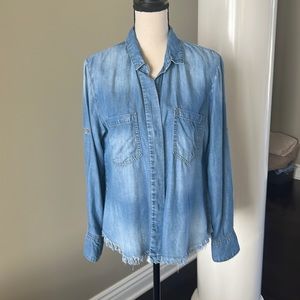 Anthropologie Sz Medium Blue Chambray Shirt